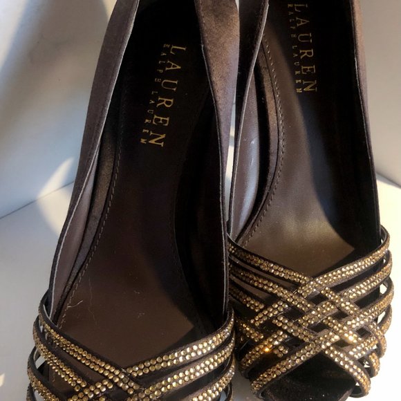 LAUREN by Ralph Lauren Open Toe Satin Heels - Picture 6 of 8